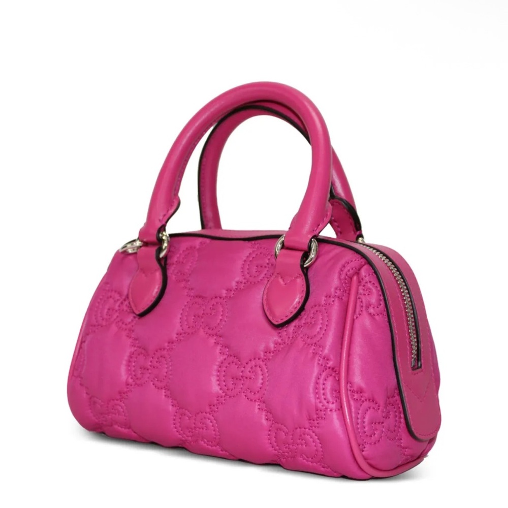 Gucci GG Matelassé Mini Boston 2-way bag in pink nylon and leather - Picture 10 of 16